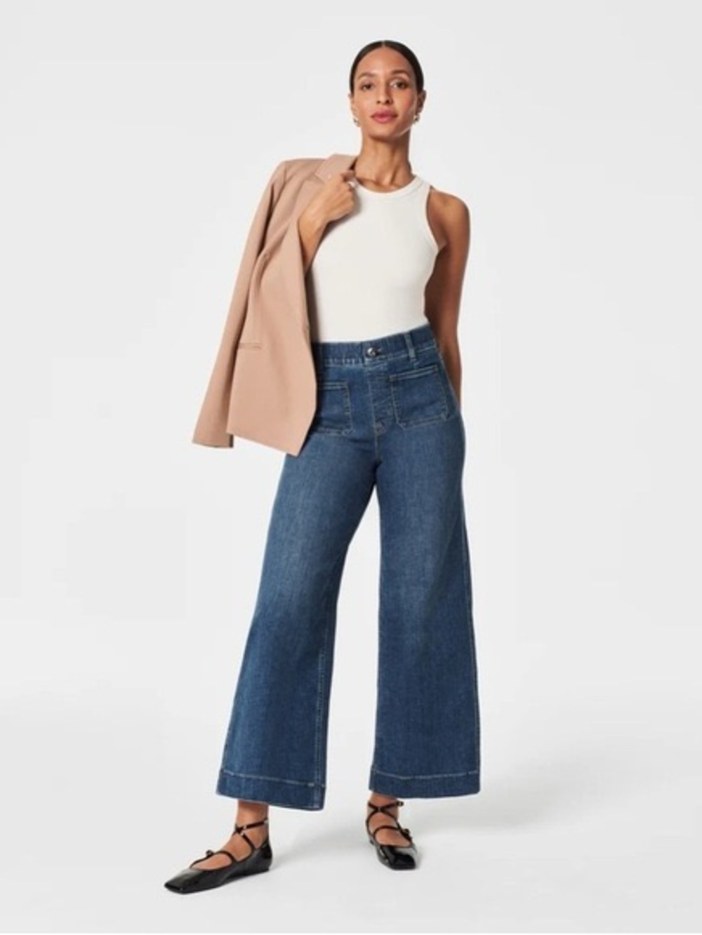 SPANXshape EveryWear Cropped Wide Leg Jeans with Patch Pockets